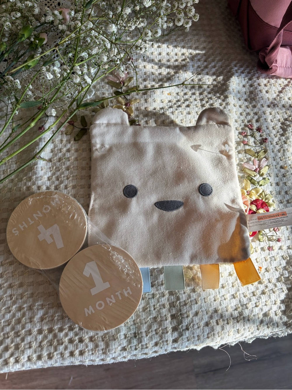 Bear Plush Milestone Set with Ribbon Tags